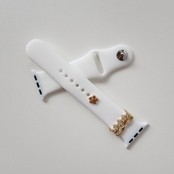 NWT White Golden Stone Heart Apple Watch Silicone Band - Picture 10 of 10